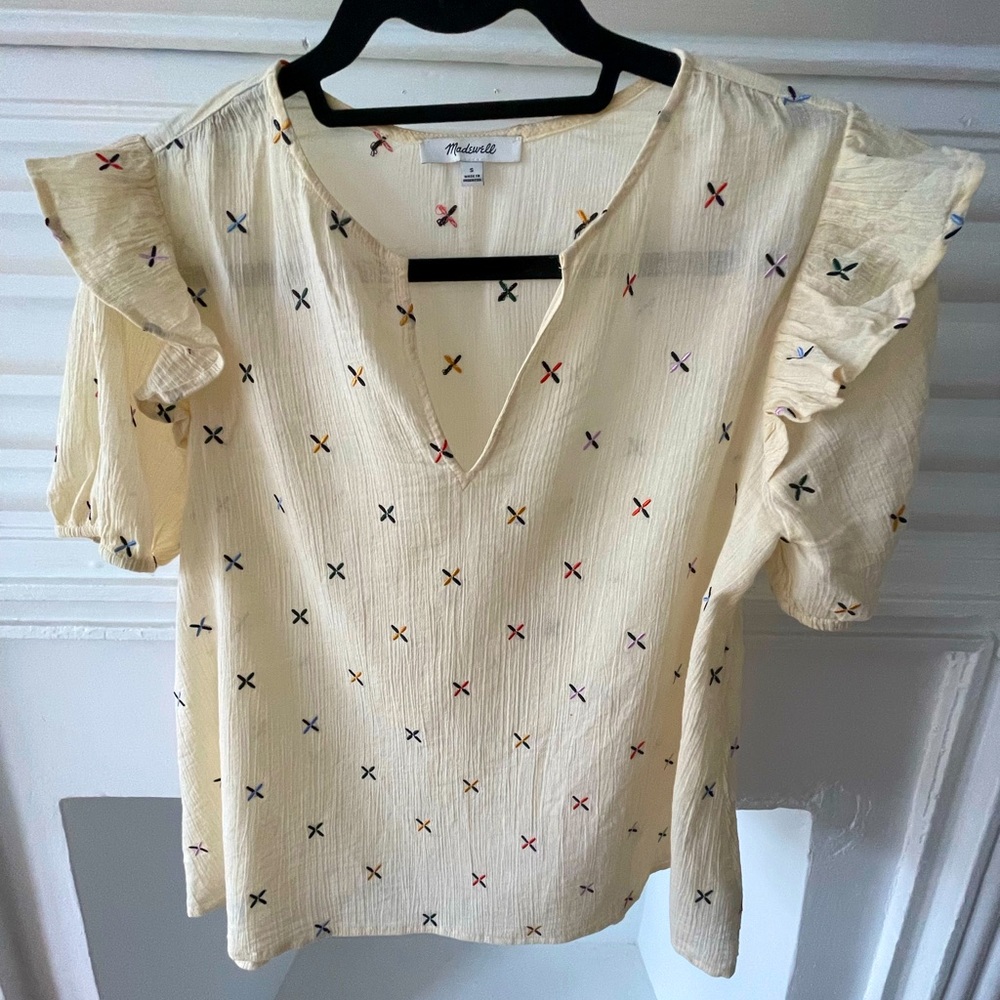 Madewell Ruffle-Sleeve Tee, Size S